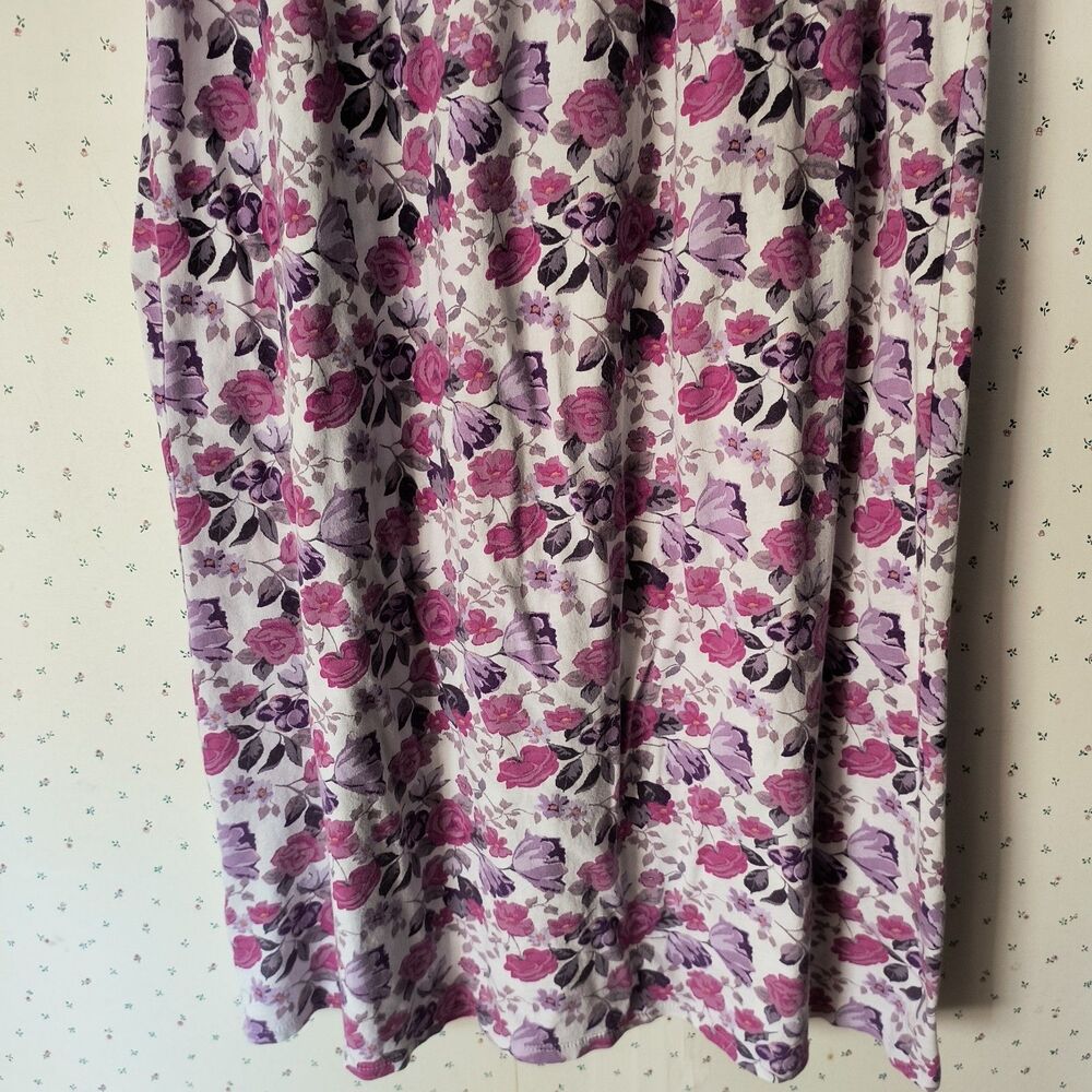 Eileen West Nightgown S Pink Purple White Floral Lace Cotton Dainty Cottagecore - Picture 9 of 15